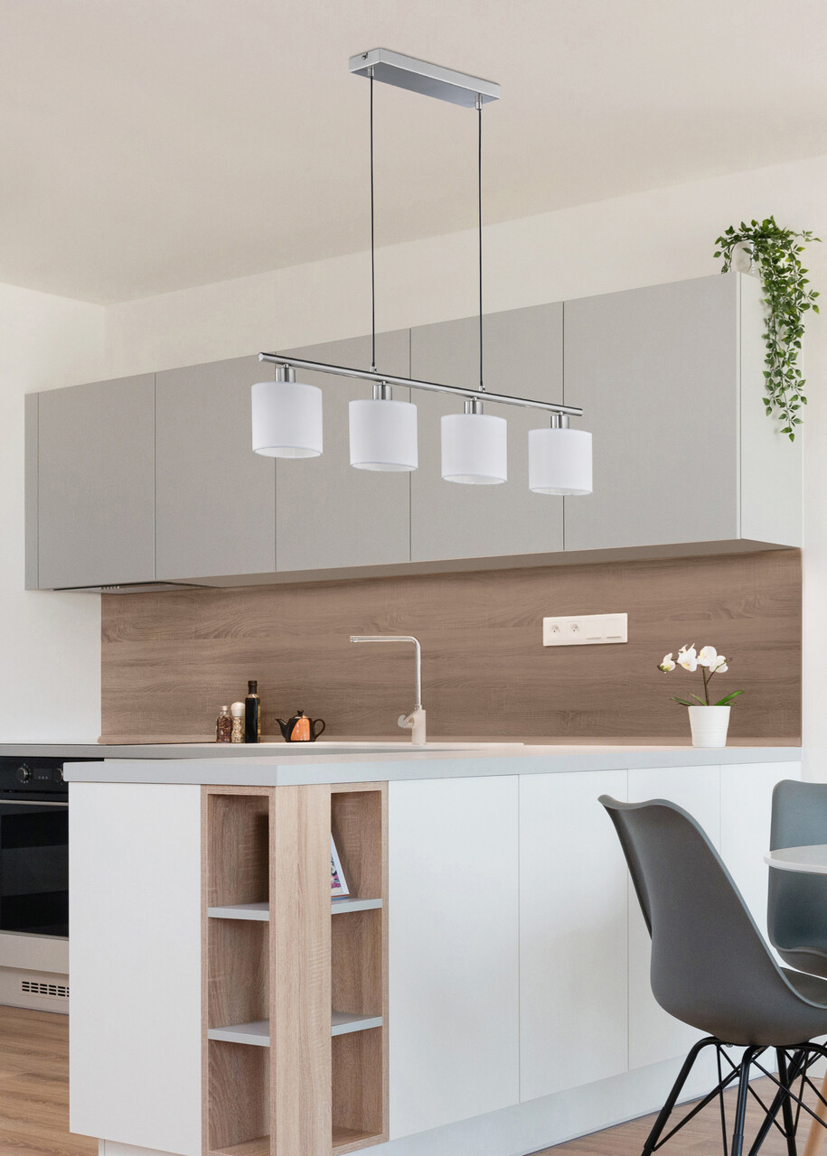 Lustra Tommy, RL, 75x12x150 cm, 28W, 4x E14, metal, nichel mat/alb - imagine 3